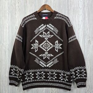 🎄 Vintage Tommy Hilfiger Nordic Sweater Men's M Holiday Cabincore Winter Wool